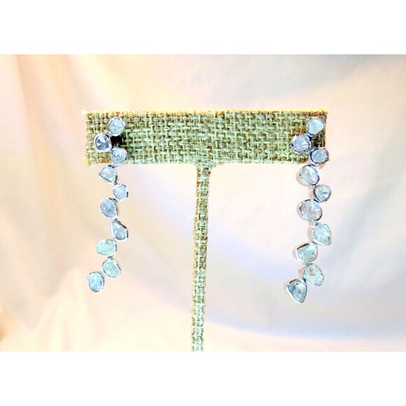 Genuine Old Mine Cut Diamond Sterling Silver Tennis Earrings 1.35 CT 7.9gr - Picture 6 of 7